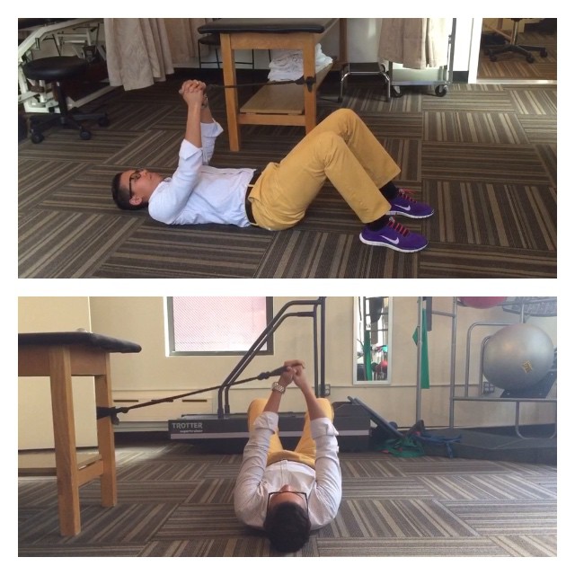 Supine Pallof Press in Hook-lying