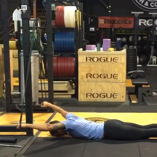 Active Assisted Shoulder Flexion Mobility Drill in Prone (superband version)